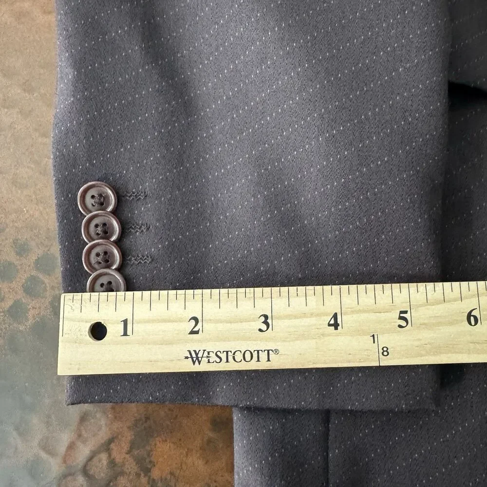 Tiglio Paisley Blazer Men 44R Super 150's Brown Pinstripe Wool Italy Sport Coat
